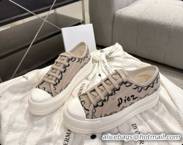 Best Quality Dior Walk'n'Dior Platform Sneaker in Natural Dior Painted Ribbon Embroidered Cotton 6091175 2026
