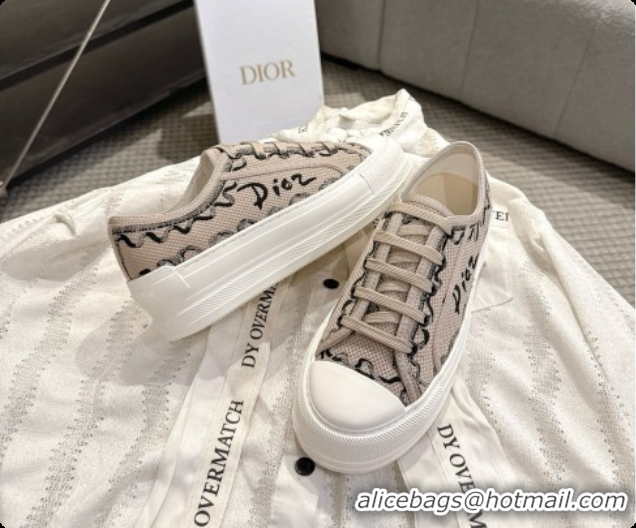 Best Quality Dior Walk'n'Dior Platform Sneaker in Natural Dior Painted Ribbon Embroidered Cotton 6091175 2026