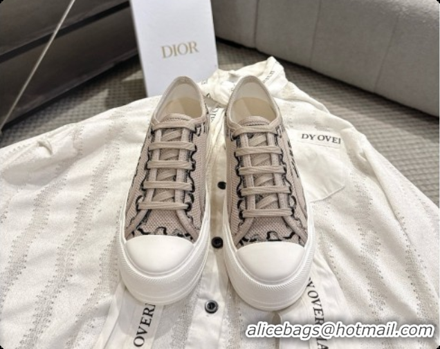 Best Quality Dior Walk'n'Dior Platform Sneaker in Natural Dior Painted Ribbon Embroidered Cotton 6091175 2026