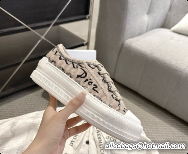 Best Quality Dior Walk'n'Dior Platform Sneaker in Natural Dior Painted Ribbon Embroidered Cotton 6091175 2026