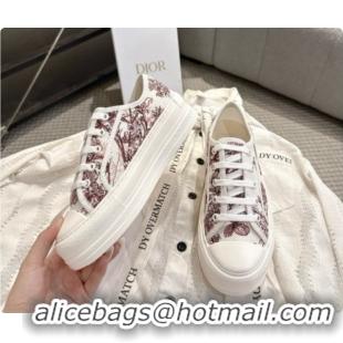 Unique Style Dior Walk'n'Dior Platform Sneaker in White and Rose des Vents Toile de Jouy Floral Garden Embroidered Cotto