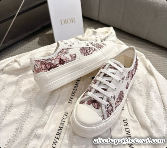Unique Style Dior Walk'n'Dior Platform Sneaker in White and Rose des Vents Toile de Jouy Floral Garden Embroidered Cotto