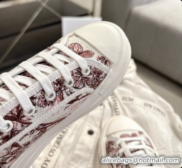 Unique Style Dior Walk'n'Dior Platform Sneaker in White and Rose des Vents Toile de Jouy Floral Garden Embroidered Cotto