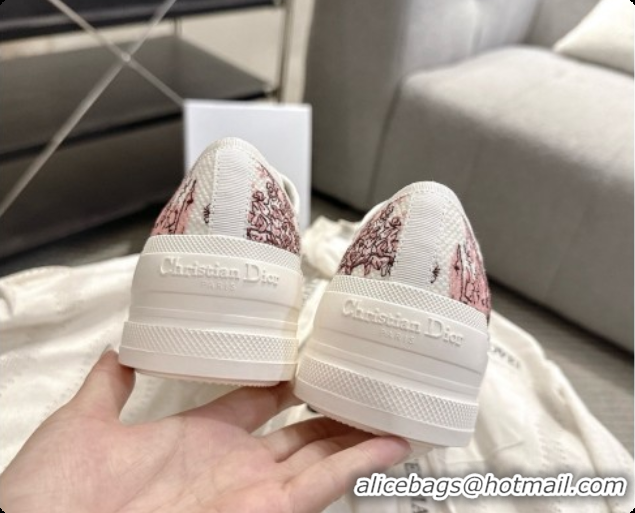 Unique Style Dior Walk'n'Dior Platform Sneaker in White and Rose des Vents Toile de Jouy Floral Garden Embroidered Cotto
