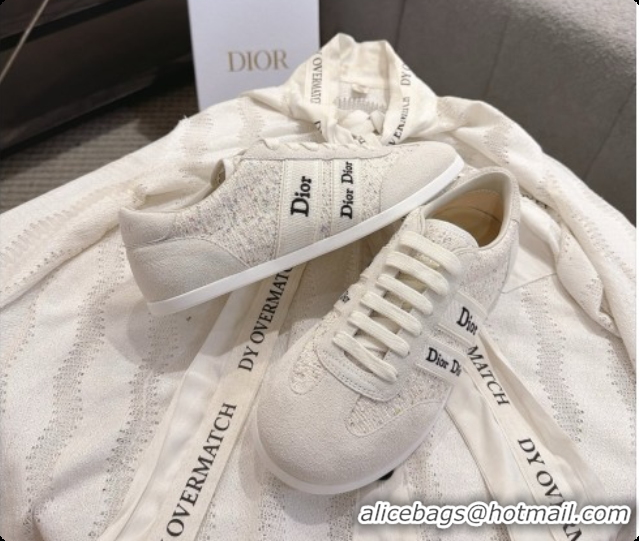 Most Popular Dior Ribbon Sneaker in Suede and Tweed D091178 White 2026