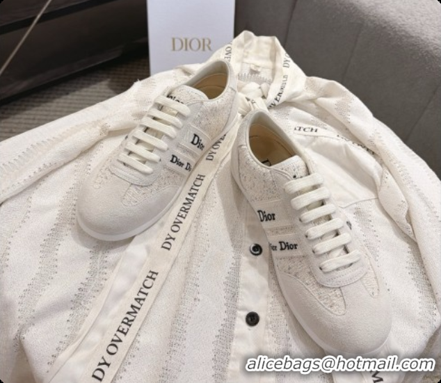 Most Popular Dior Ribbon Sneaker in Suede and Tweed D091178 White 2026