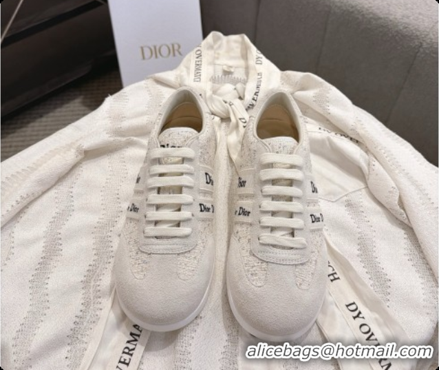 Most Popular Dior Ribbon Sneaker in Suede and Tweed D091178 White 2026