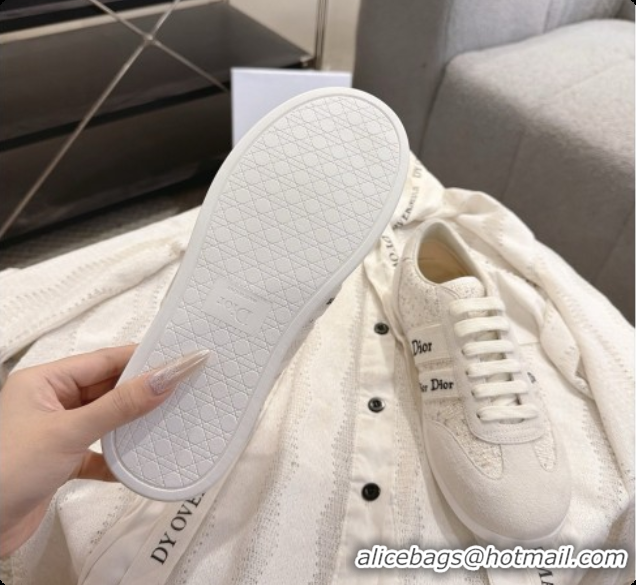 Most Popular Dior Ribbon Sneaker in Suede and Tweed D091178 White 2026