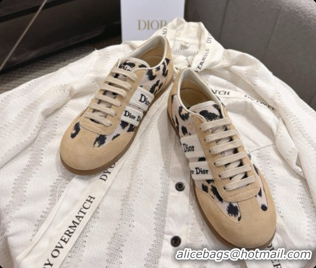 Top Quality Dior Ribbon Sneaker in Suede Calfskin and Facric D091179 Light Brown 2026