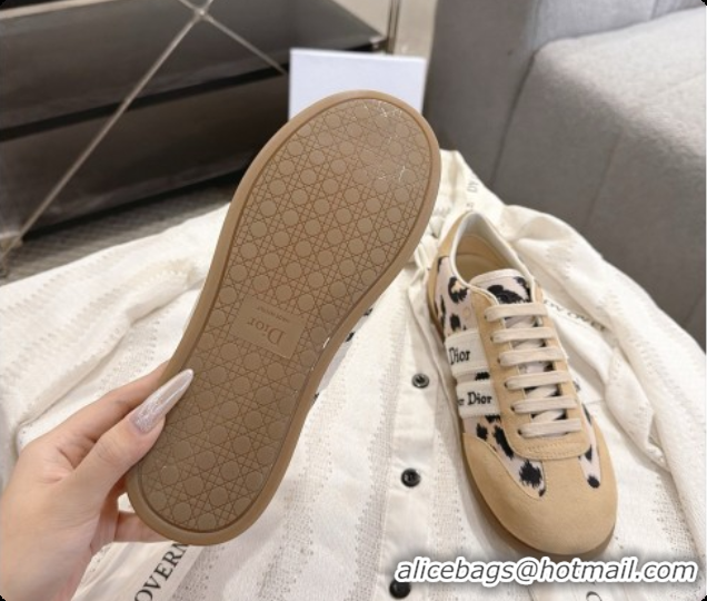 Top Quality Dior Ribbon Sneaker in Suede Calfskin and Facric D091179 Light Brown 2026