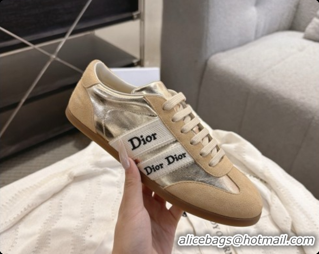 Perfect Dior Ribbon Sneaker in Brown Suede Calfskin and Silver Lambskin D091182 2026