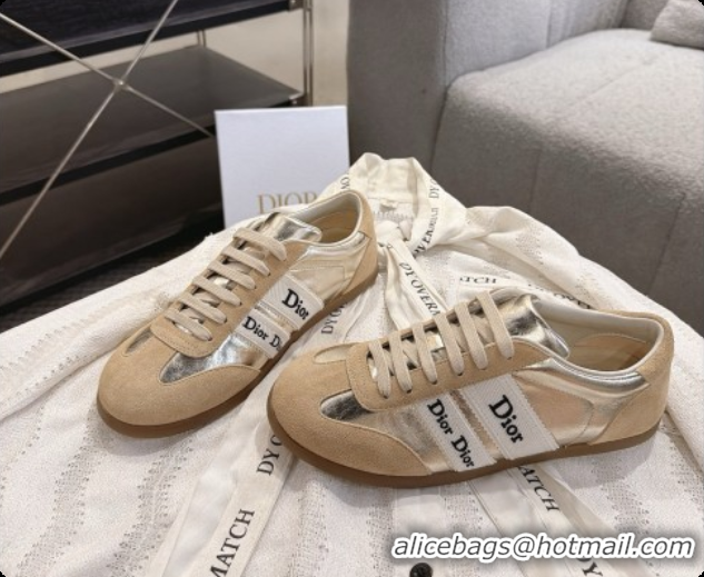 Perfect Dior Ribbon Sneaker in Brown Suede Calfskin and Silver Lambskin D091182 2026