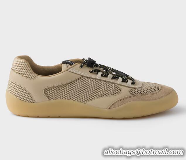 Shop Discount Prada Speedrock Mesh Fabric Sneakers 1E4900 Desert Beige