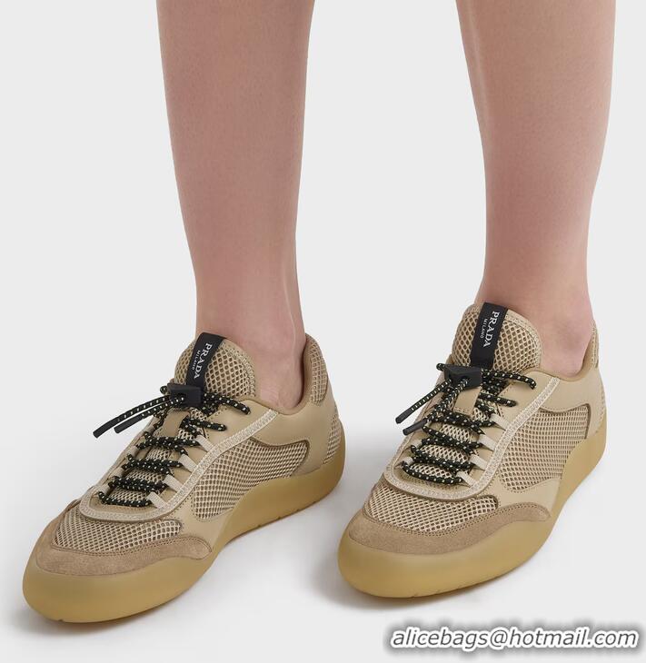 Shop Discount Prada Speedrock Mesh Fabric Sneakers 1E4900 Desert Beige