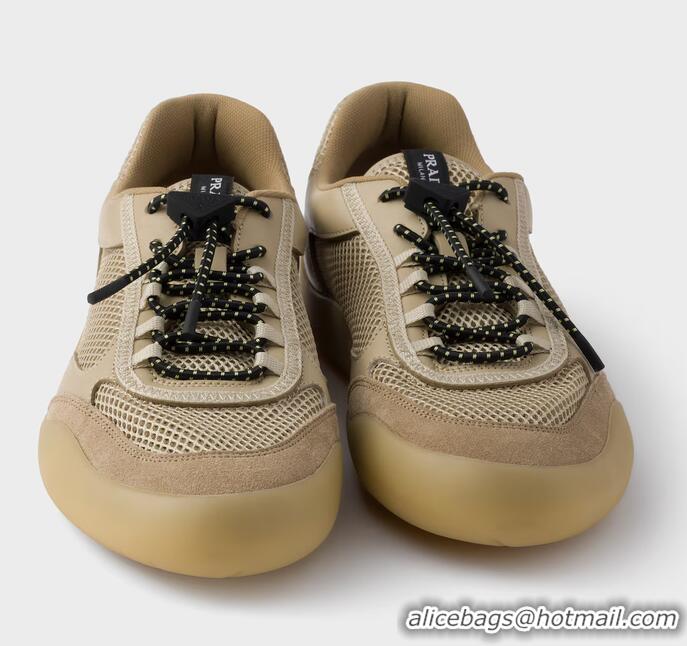 Shop Discount Prada Speedrock Mesh Fabric Sneakers 1E4900 Desert Beige