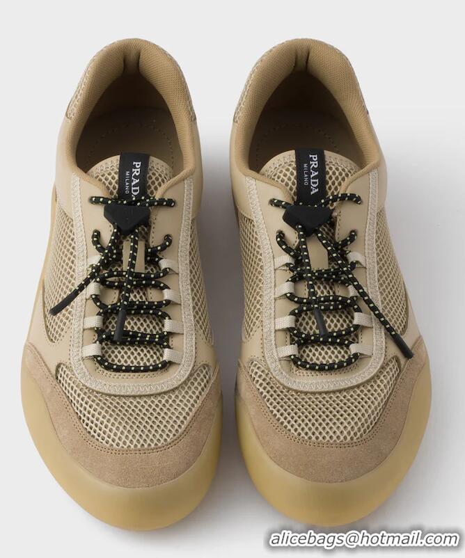 Shop Discount Prada Speedrock Mesh Fabric Sneakers 1E4900 Desert Beige