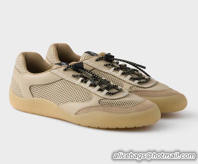 Shop Discount Prada Speedrock Mesh Fabric Sneakers 1E4900 Desert Beige