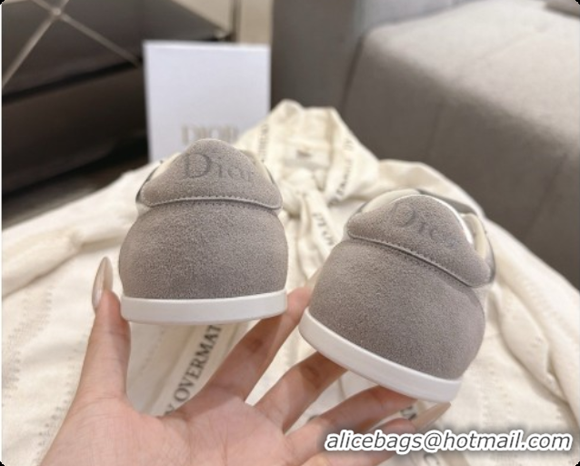 Low Price Dior Ribbon Sneaker in Gray Suede Calfskin and Silver Lambskin D091183 2026
