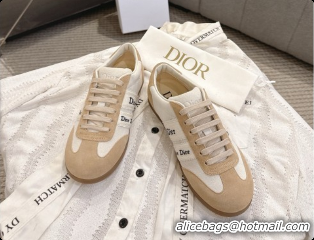 Popular Style Dior Ribbon Sneaker in Light Brown/White Suede Calfskin D091184 2026
