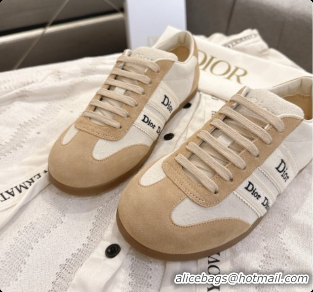 Popular Style Dior Ribbon Sneaker in Light Brown/White Suede Calfskin D091184 2026