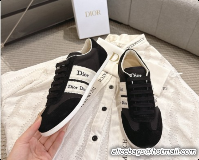 Most Popular Dior Ribbon Sneaker in Suede Calfskin D091186 Black 2026
