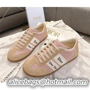 Good Quality Dior Ribbon Sneaker in Suede Calfskin D091187 Light Brown/Pink 2026