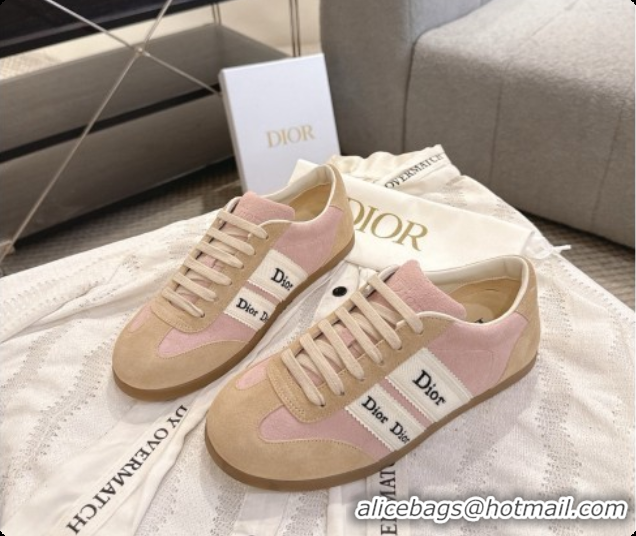 Good Quality Dior Ribbon Sneaker in Suede Calfskin D091187 Light Brown/Pink 2026