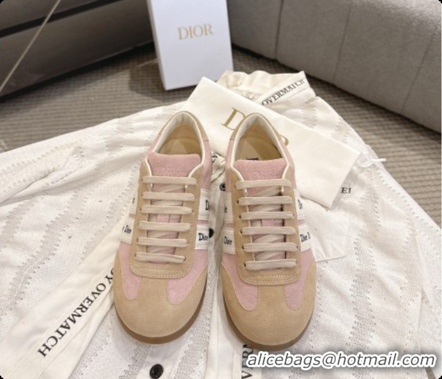 Good Quality Dior Ribbon Sneaker in Suede Calfskin D091187 Light Brown/Pink 2026