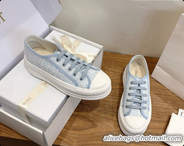 New Design Dior Walk'n'Dior Sneaker in Dior Oblique Embroidered Cotton D091195 Light Blue 2026