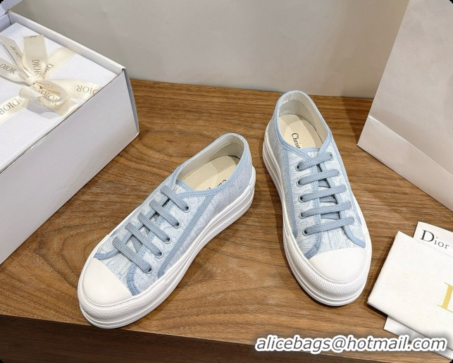 New Design Dior Walk'n'Dior Sneaker in Dior Oblique Embroidered Cotton D091195 Light Blue 2026