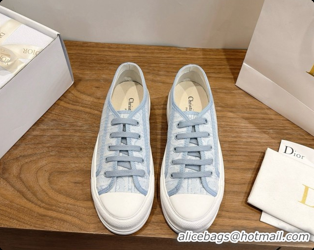 New Design Dior Walk'n'Dior Sneaker in Dior Oblique Embroidered Cotton D091195 Light Blue 2026