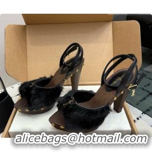 Buy Cheap Saint Laurent Mink Fur Sandals S091509 Black 2026