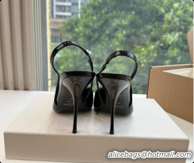 Buy Discount Saint Laurent ICELAND Slingback Pumps in Smooth leather and Crystals Black 6091509 2026
