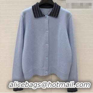 Top Grade Chanel Cashmere Cardigan CH090732 Light Blue 2026