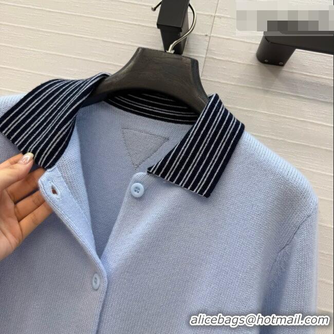 Top Grade Chanel Cashmere Cardigan CH090732 Light Blue 2026