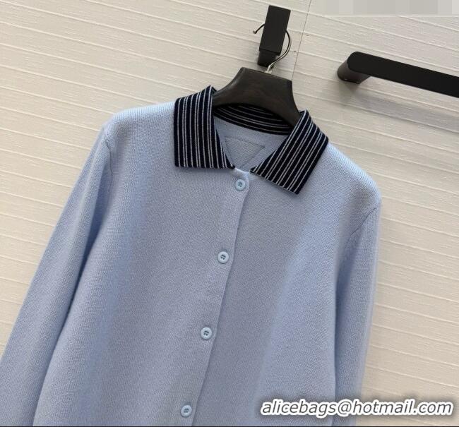 Top Grade Chanel Cashmere Cardigan CH090732 Light Blue 2026
