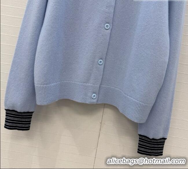 Top Grade Chanel Cashmere Cardigan CH090732 Light Blue 2026