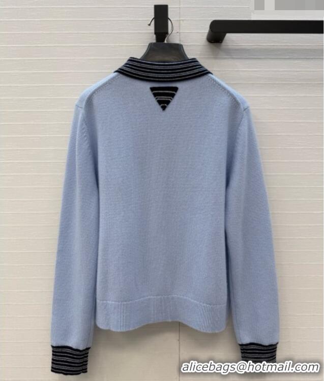 Top Grade Chanel Cashmere Cardigan CH090732 Light Blue 2026