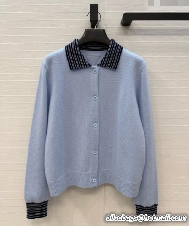 Top Grade Chanel Cashmere Cardigan CH090732 Light Blue 2026