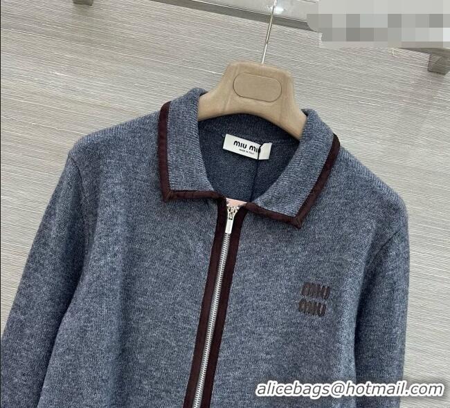 Famous Brand Miu Miu Wool & Cashmere Zipped Cardigan M090721 Grey 2026