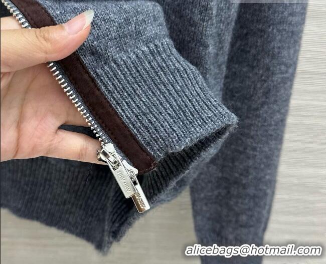 Famous Brand Miu Miu Wool & Cashmere Zipped Cardigan M090721 Grey 2026
