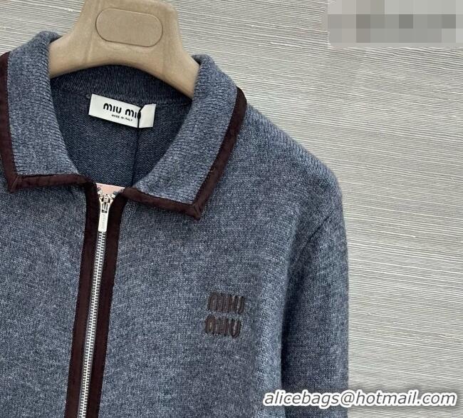 Famous Brand Miu Miu Wool & Cashmere Zipped Cardigan M090721 Grey 2026
