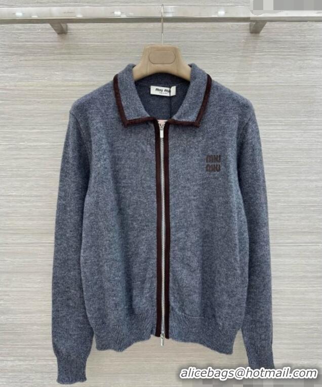 Famous Brand Miu Miu Wool & Cashmere Zipped Cardigan M090721 Grey 2026