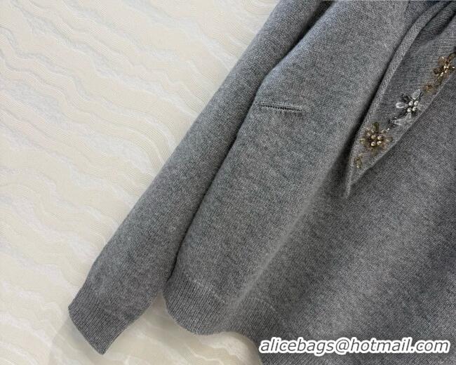 Famous Brand Prada Cashmere Sweater with Triangle Scarf P090708 Grey 2026