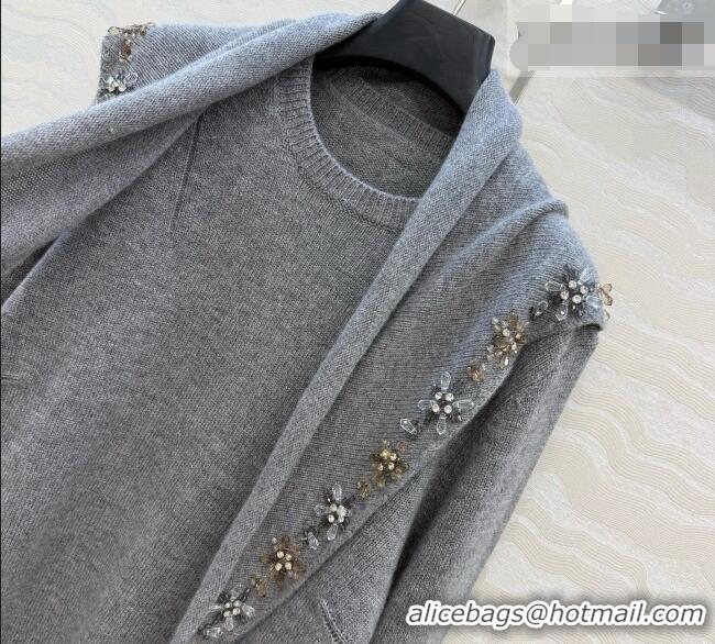 Famous Brand Prada Cashmere Sweater with Triangle Scarf P090708 Grey 2026