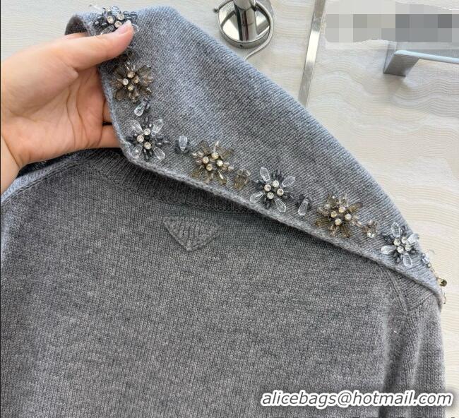 Famous Brand Prada Cashmere Sweater with Triangle Scarf P090708 Grey 2026