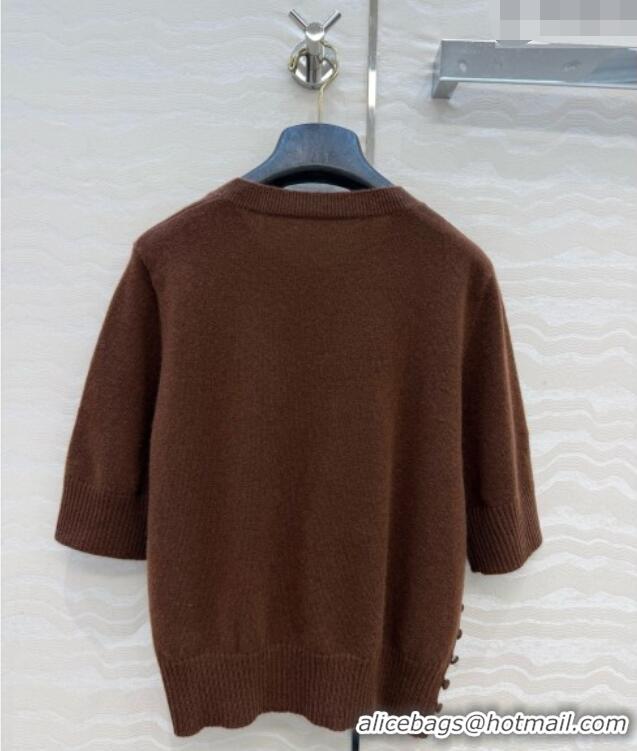 Buy Fashionable Prada Cashmere Short-sleeved Sweater P090713 Dark Brown 2026