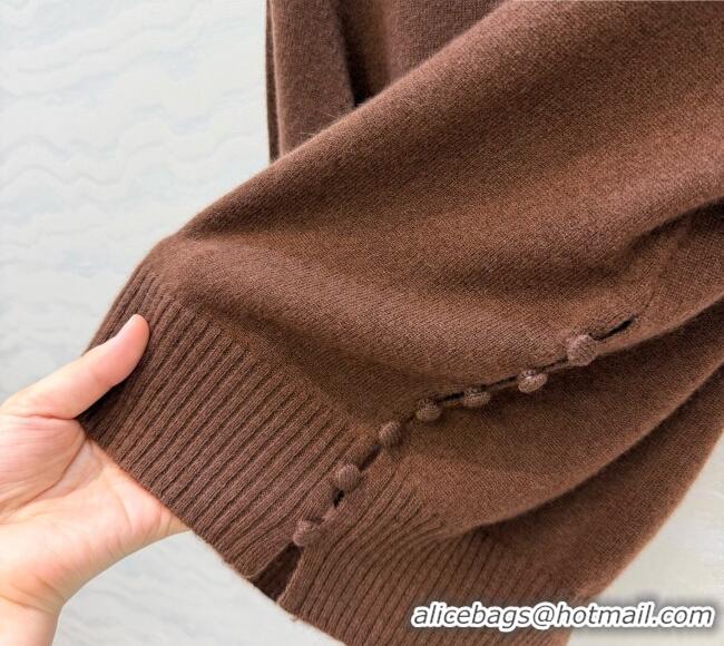 Buy Fashionable Prada Cashmere Short-sleeved Sweater P090713 Dark Brown 2026