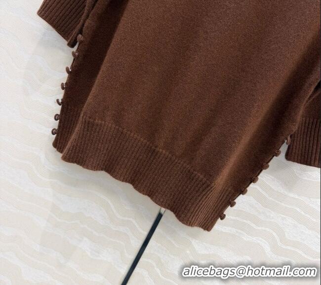 Buy Fashionable Prada Cashmere Short-sleeved Sweater P090713 Dark Brown 2026