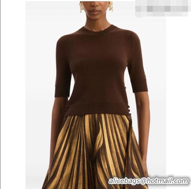Buy Fashionable Prada Cashmere Short-sleeved Sweater P090713 Dark Brown 2026